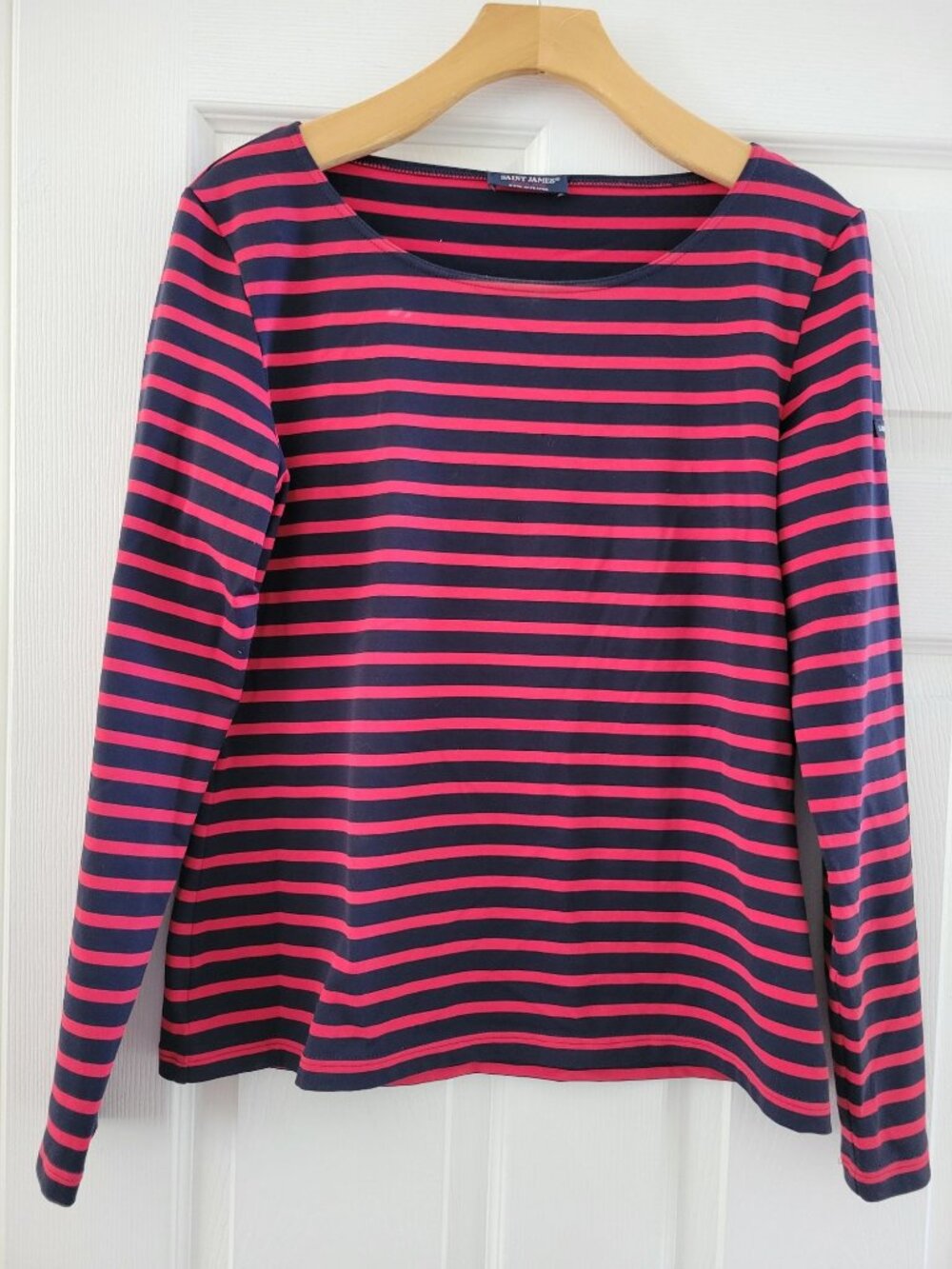 Saint James Womens Red Blue sailor stripe boxy top Small fishmencore Preppy